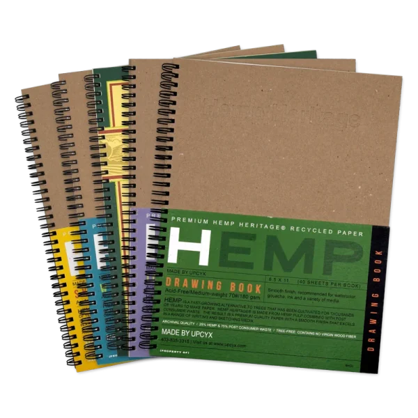 Custom hemp paper books, fanned stack